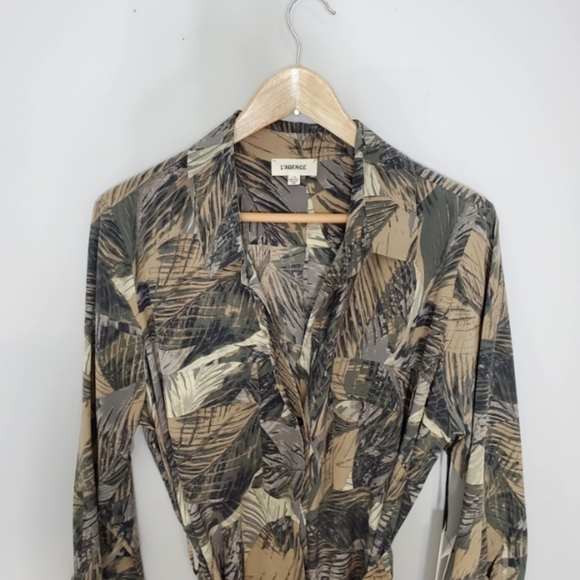 L'agence CAMERON PRINTED SILK CREPE DE CHINE MAXI SHIRT DRESS   NEW WITH TAGS - Picture 7 of 14